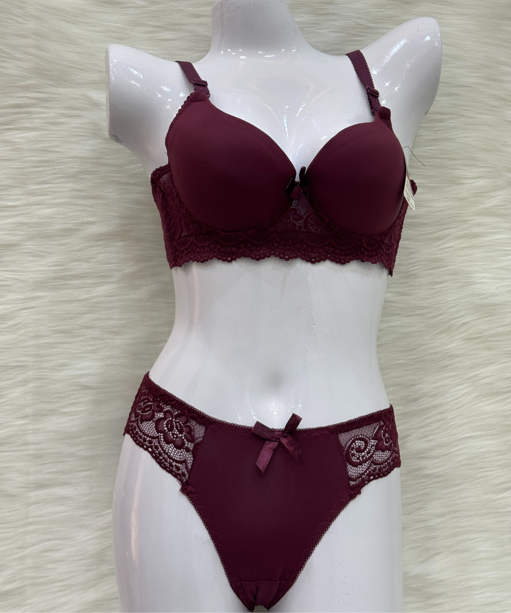 Catch Stylish Padded Wired Bra Sett Burgundy