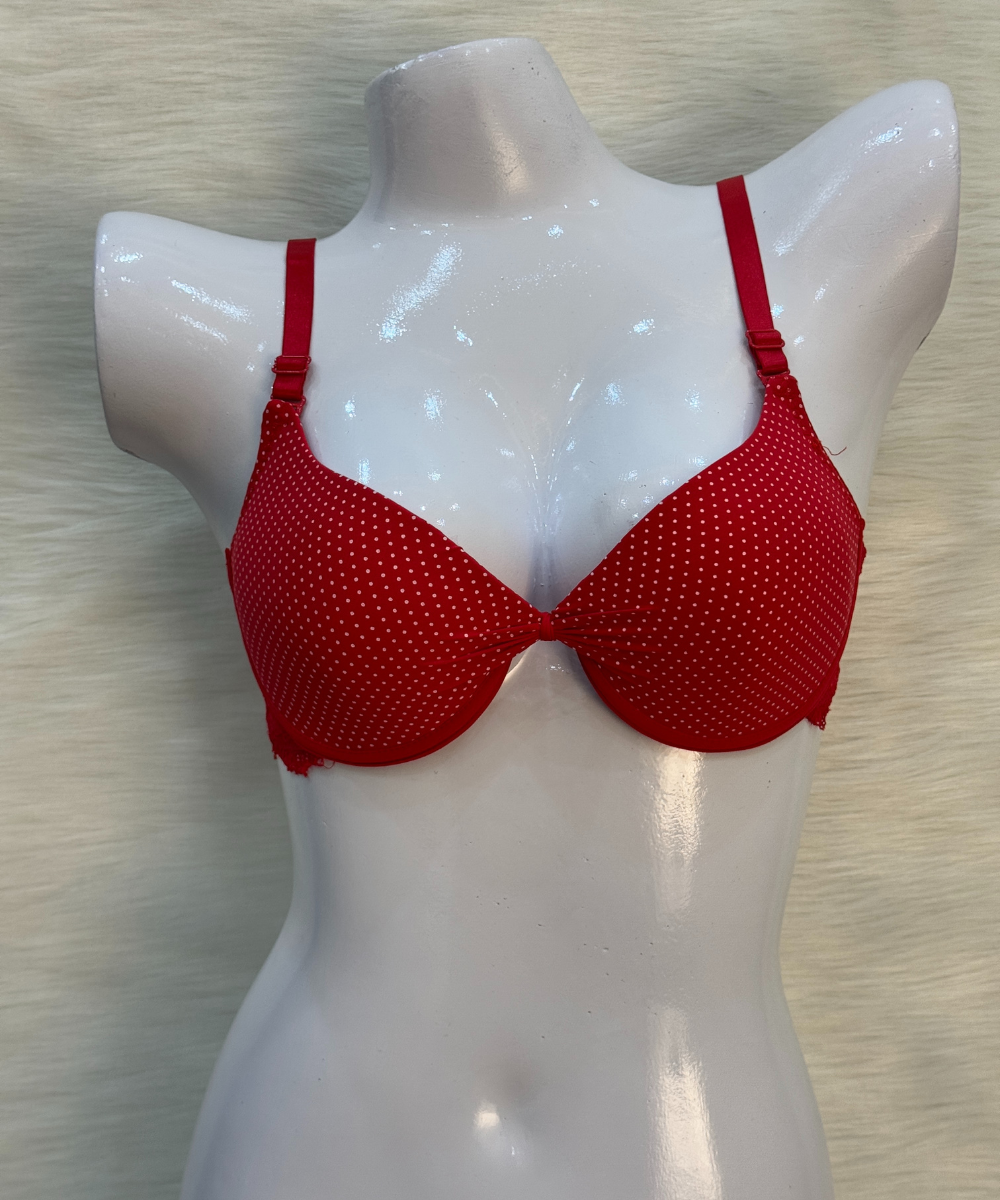 Catch Stylish Doted Padded Bra Red