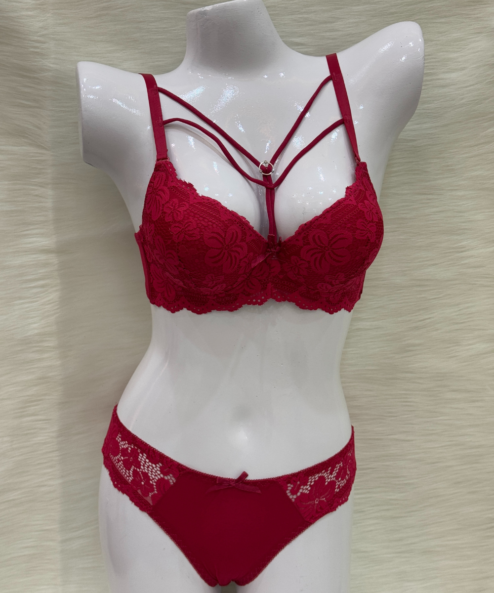 Fashion Padded Wired Bra Red