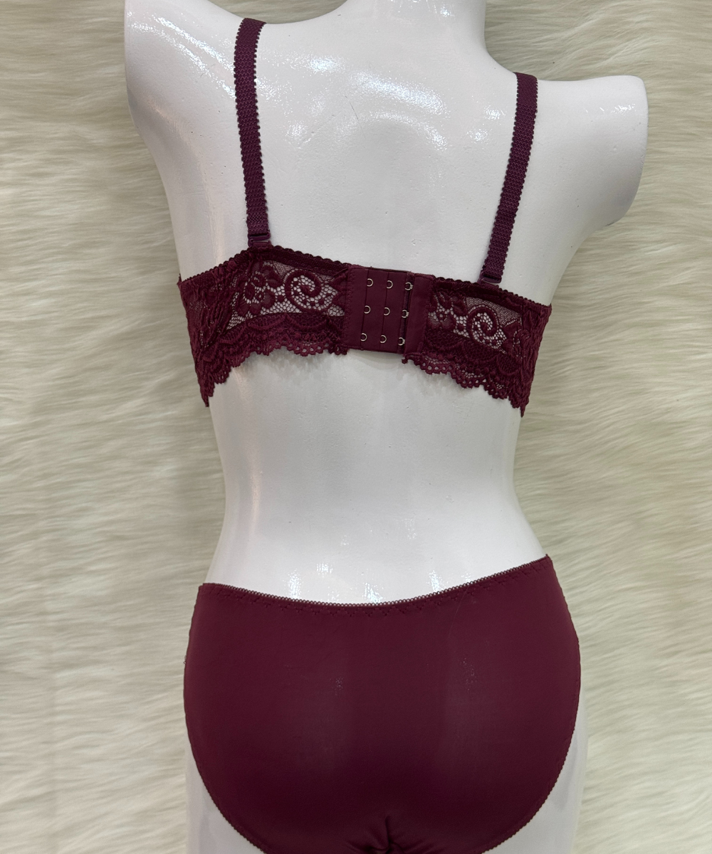 Catch Stylish Padded Wired Bra Sett Burgundy