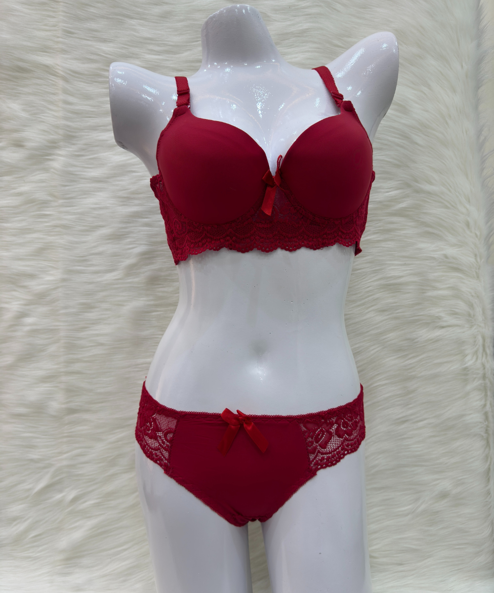 Catch Stylish Padded Wired Bra Sett Red