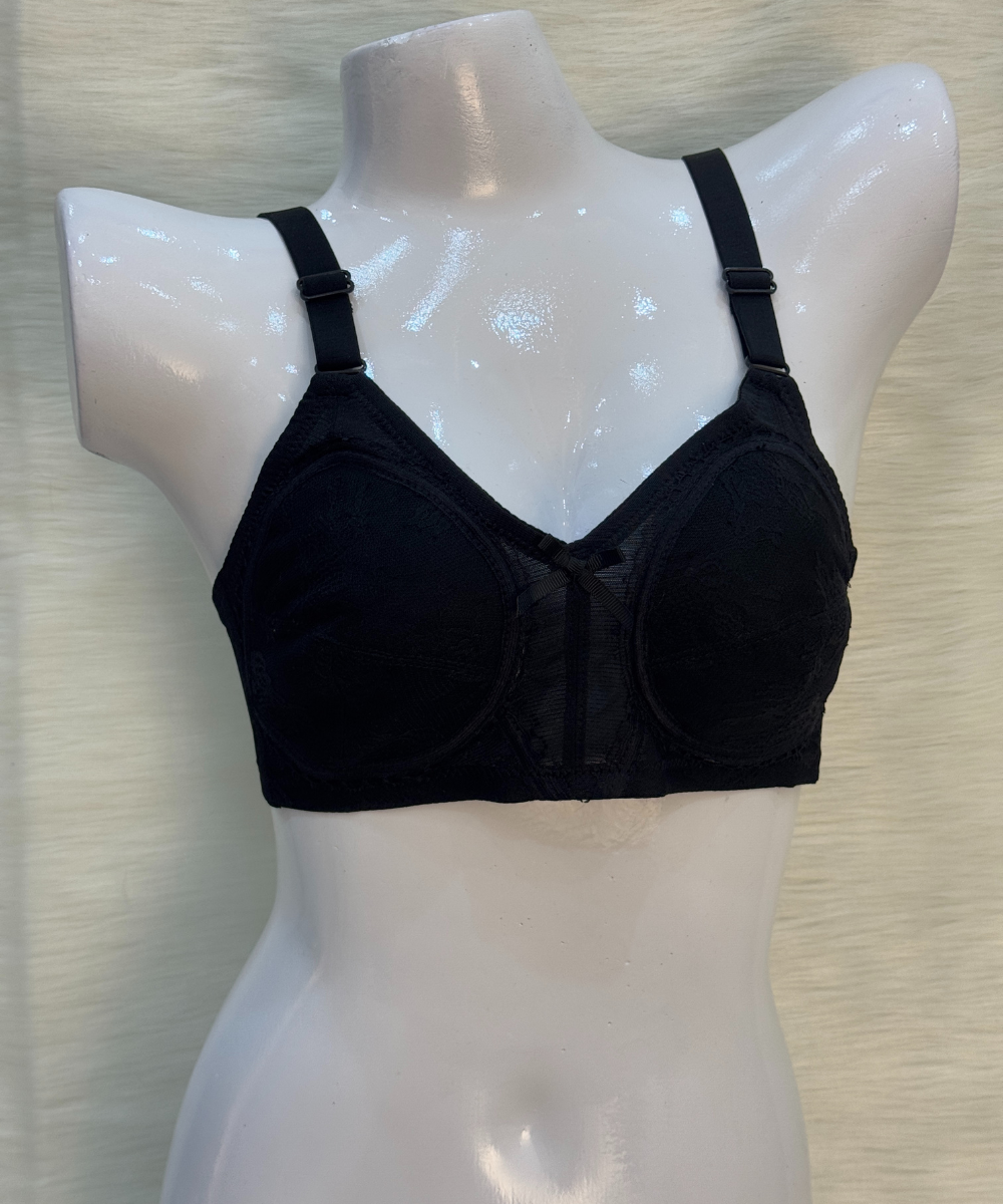 Tap Cotton non padded Bra  Black