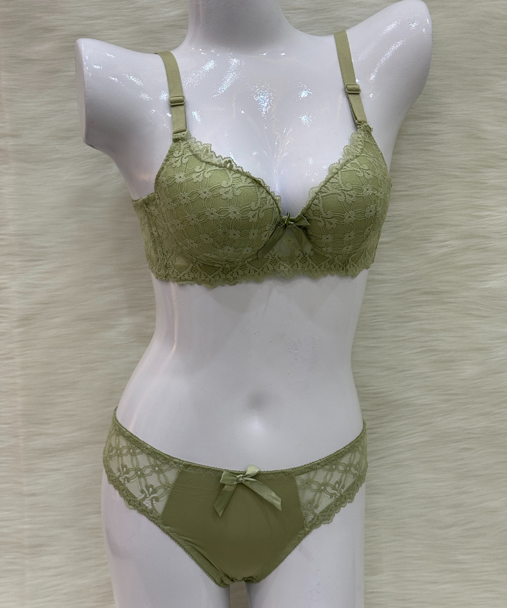 Tap Fashion Padded Wired Bra Sett Green