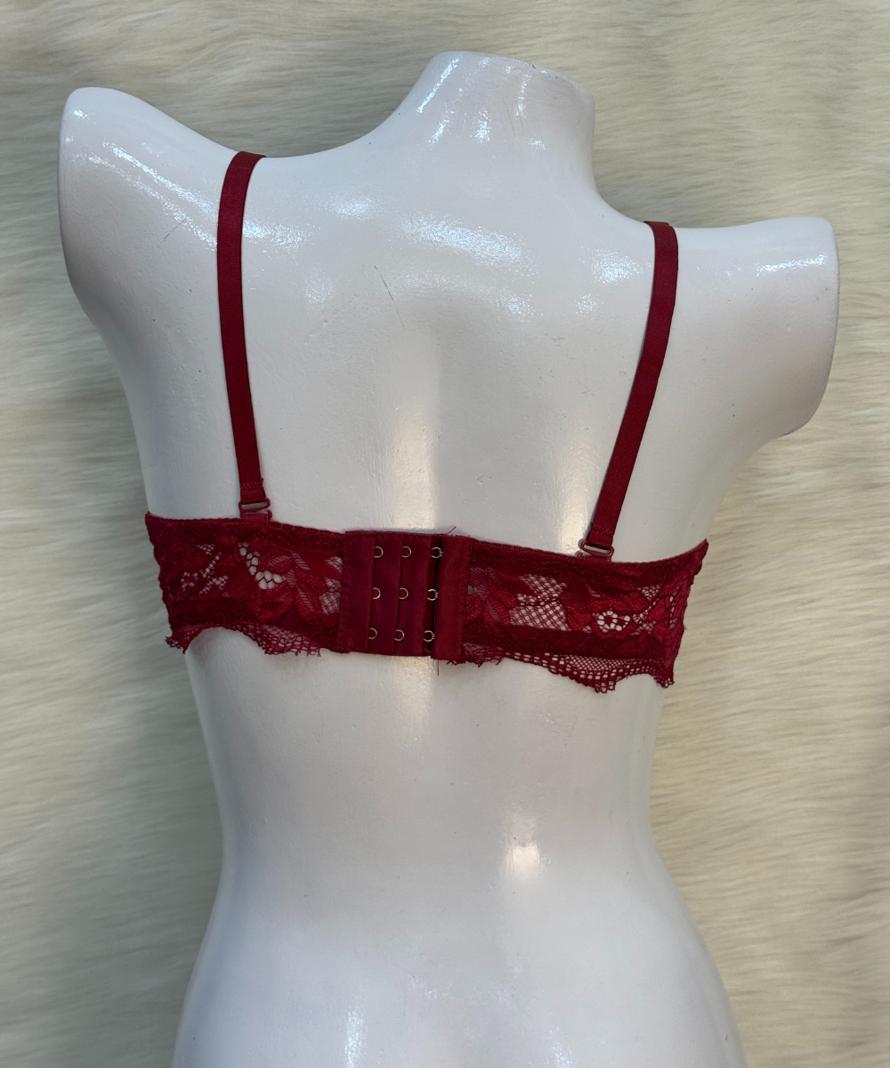 Catch Stylish Doted Padded Bra Burgundy