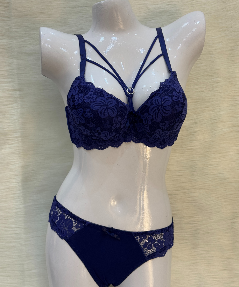 Fashion Padded Wired Bra Blue