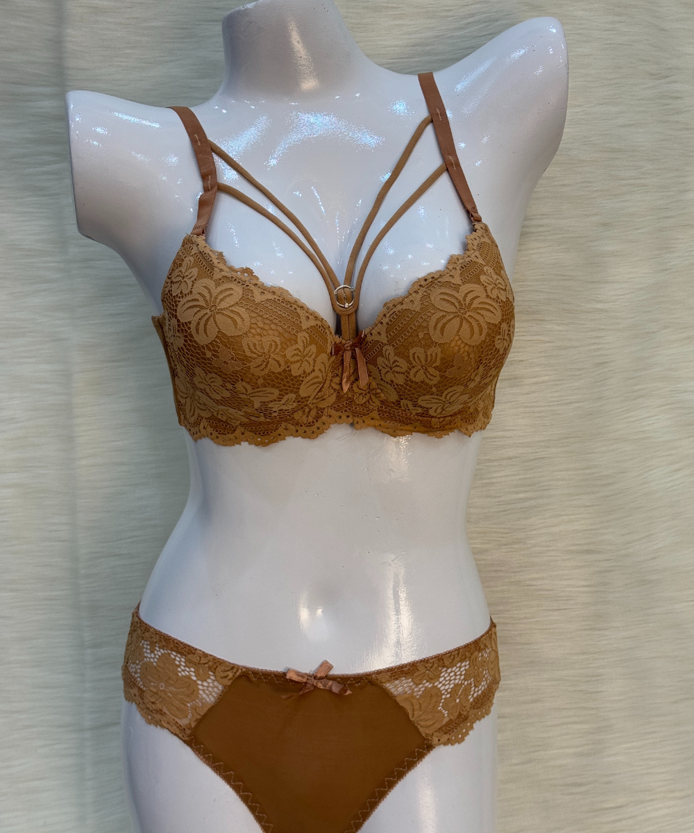 Fashion Padded Wired Bra Golden