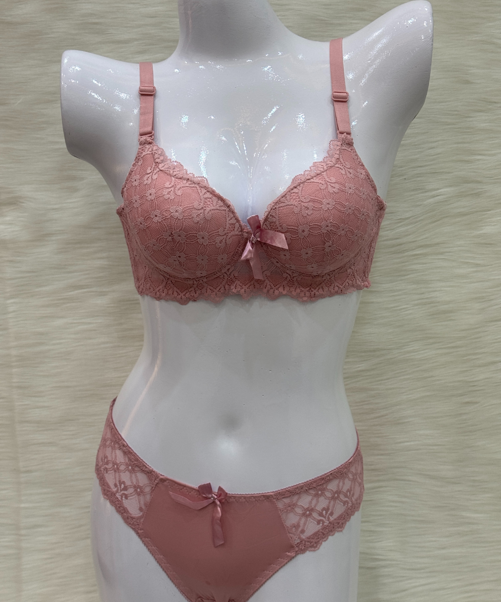 Tap Fashion Padded Wired Bra Sett Pink