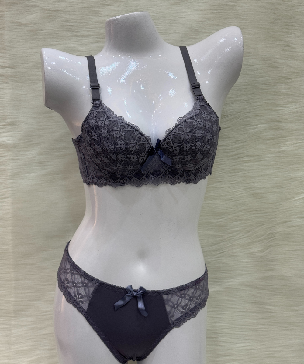 Tap Fashion Padded Wired Bra Sett Gray