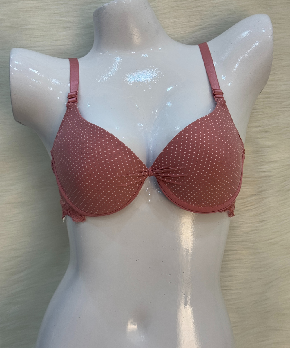 Catch Stylish Doted Padded Bra Dark PInk