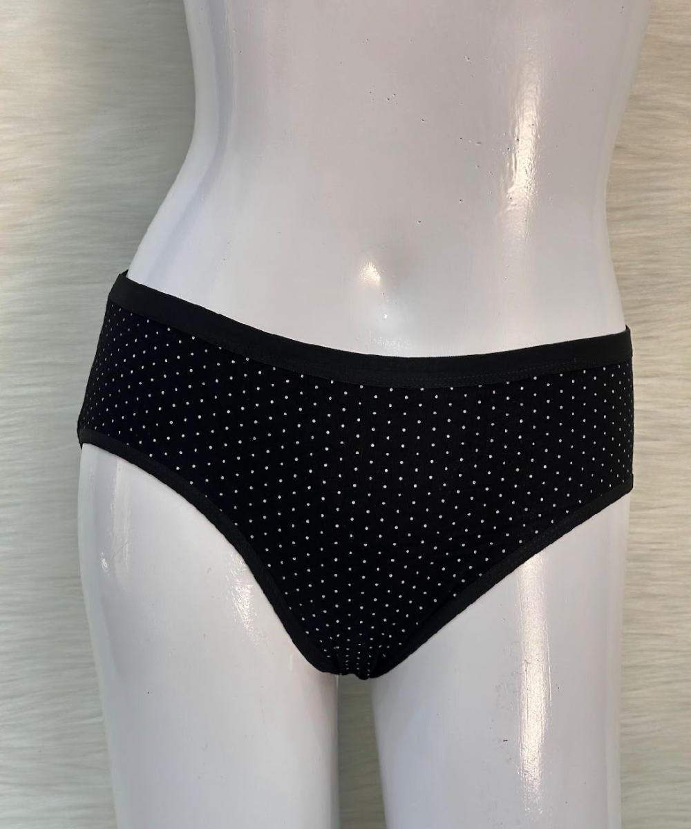 Comfort cotton doted panty Black